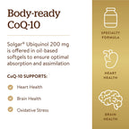 Solgar Ubiquinol 100 mg, 50 Softgels - Advanced Antioxidant Support - Reduced Coenzyme Q10 (CoQ-10) - Gluten Free, Dairy Free - 50 Servings