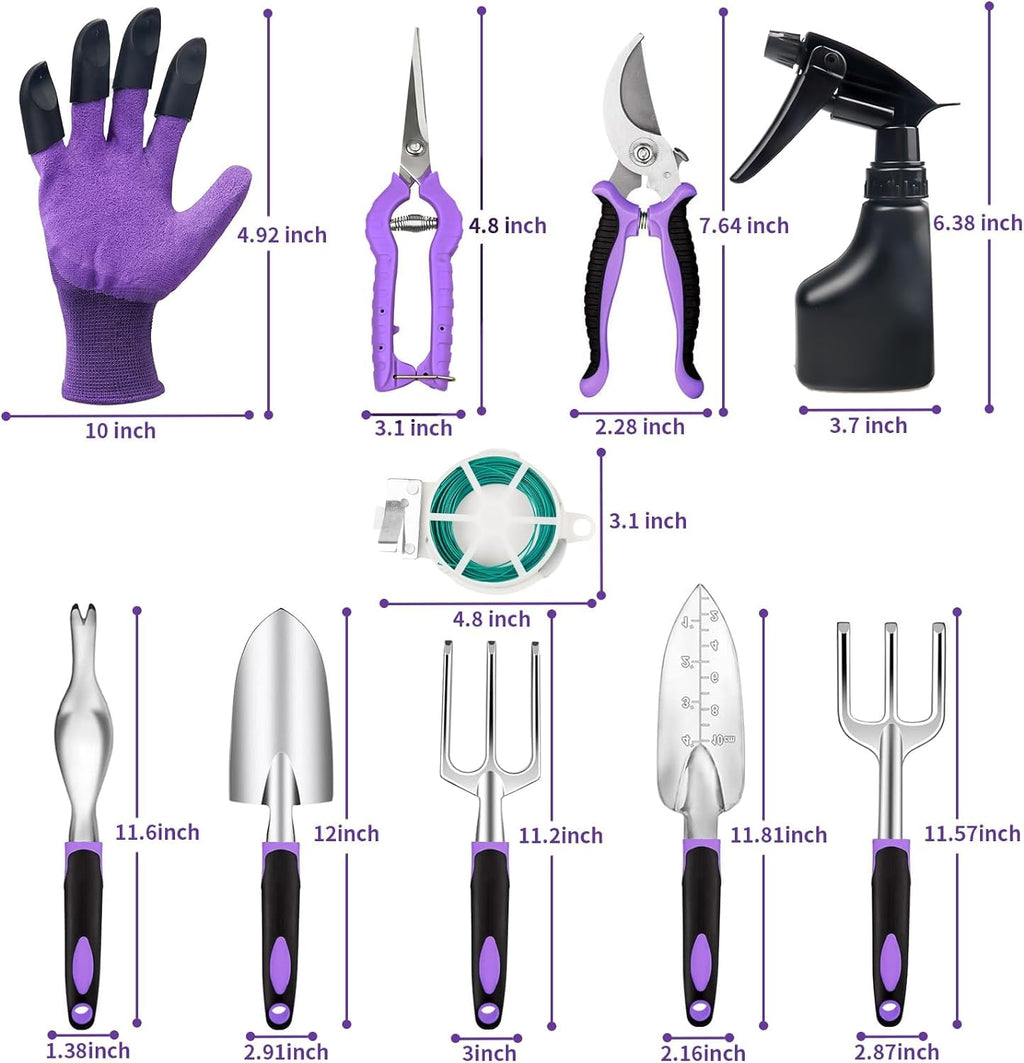 Covacure Gardening Tool Set, 11 Pcs Heavy Duty Aluminum Alloy Garden Tools