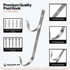 Swimables 316 Stainless Steel Heavy Duty Pool Hooks - Telescopic Pole Hanger - Ideal for Swimming Pool - Designed in USA