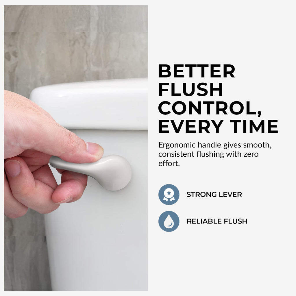 Qualihome White Finish Front Mount Toilet Handle Replacement Kit, Universal Toilet Tank Flush Lever Fits Most Standard Front-Mount Toilet Tanks