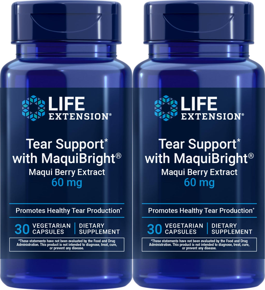Life Extension Tear Support with MaquiBright 60 mg, 30 Vegetarian Capsules (Pack of 2)