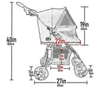 Pet Gear Happy Trails Lite Pet Stroller for Cats/Dogs, Zipper Entry, Easy Fold with Removable Liner, Safety Tether, Storage Basket, Green Clover