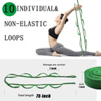 Stretching Strap Yoga Strap with Loops, Stretch Straps for Physical Therapy, Non-Elastic Exercise Strap for Pilates, Dance and Gymnastics with Workout Guide (Dark Green)