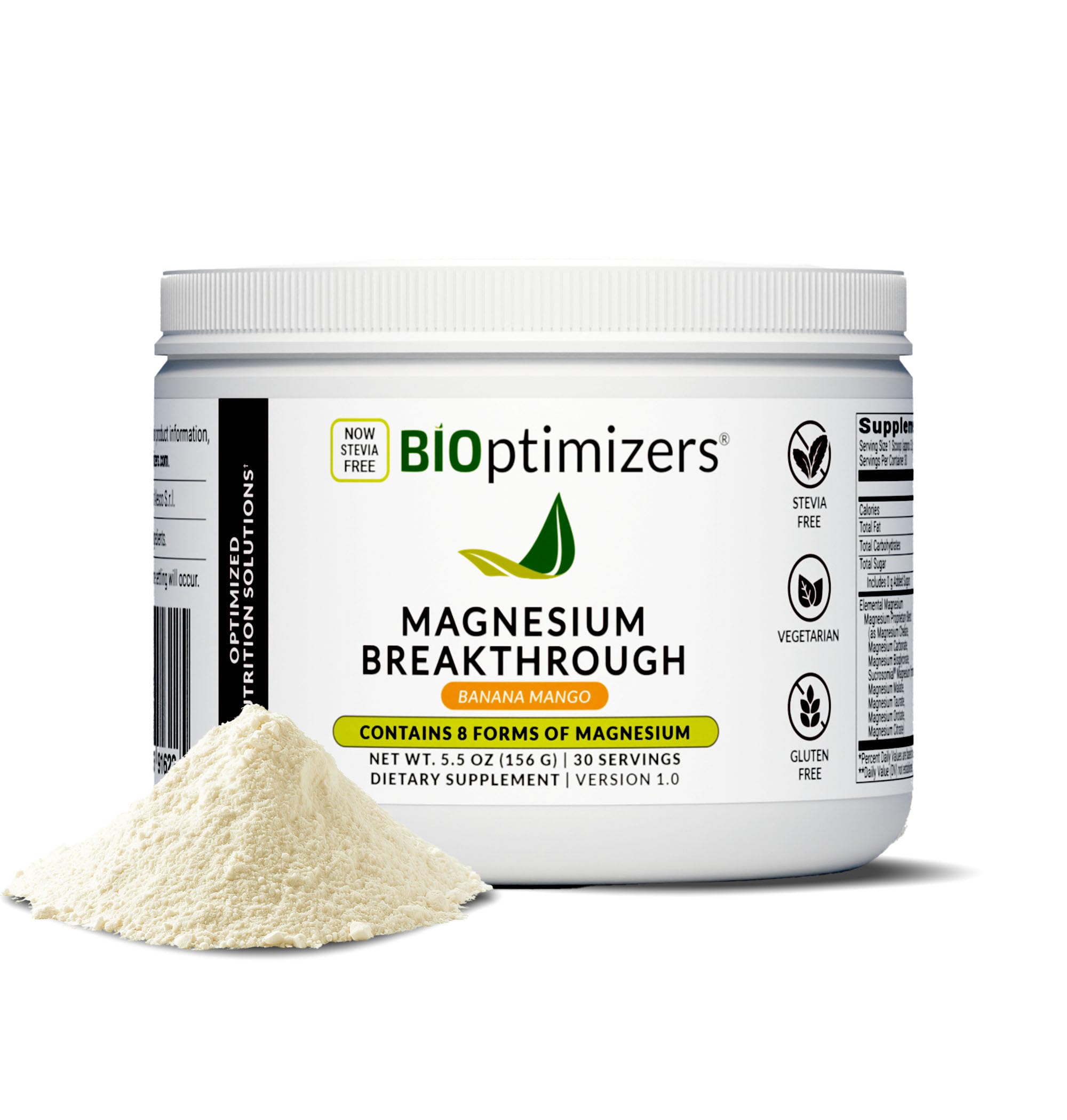 BIOptimizers Magnesium Breakthrough Drink - 8 Forms of Magnesium, Electrolytes, Sleep Health, Stress, Muscle Recovery, Heart Support | Glycinate, Citrate, Malate- Banana Mango