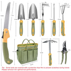 Garden Tool Set, WisaKey 9 Piece Stainless Steel Heavy Duty Gardening Hand Tools Durable Garden Tool Bag Gardening Gifts for Women and Men Fathers Day for Dad Husband