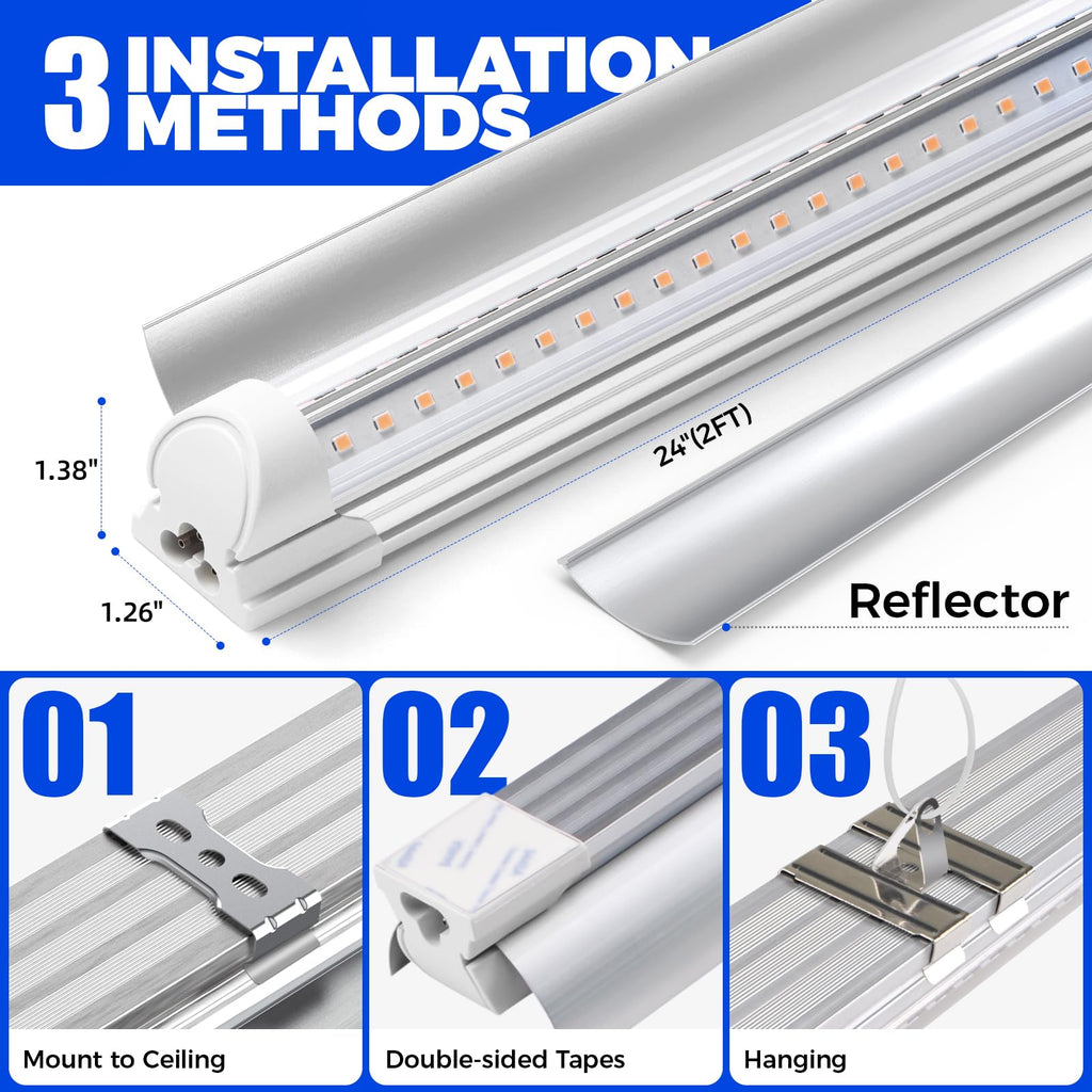 Barrina 2FT T8 LED Grow Light, Full Spectrum Plant Growing Lights, 6 Packs