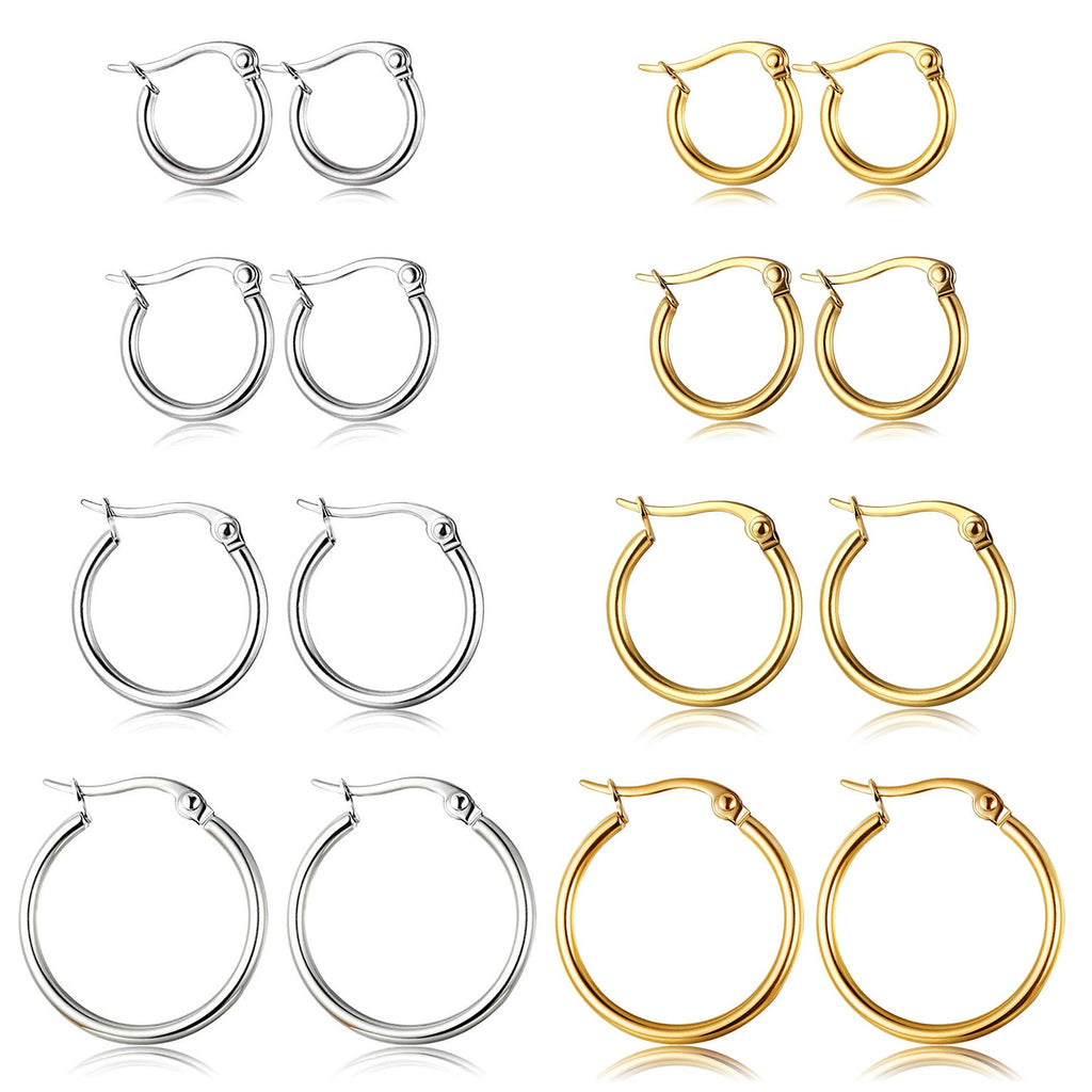 ORAZIO Stainless Steel Hoop Earrings Set Huggie Earring Stacks Women