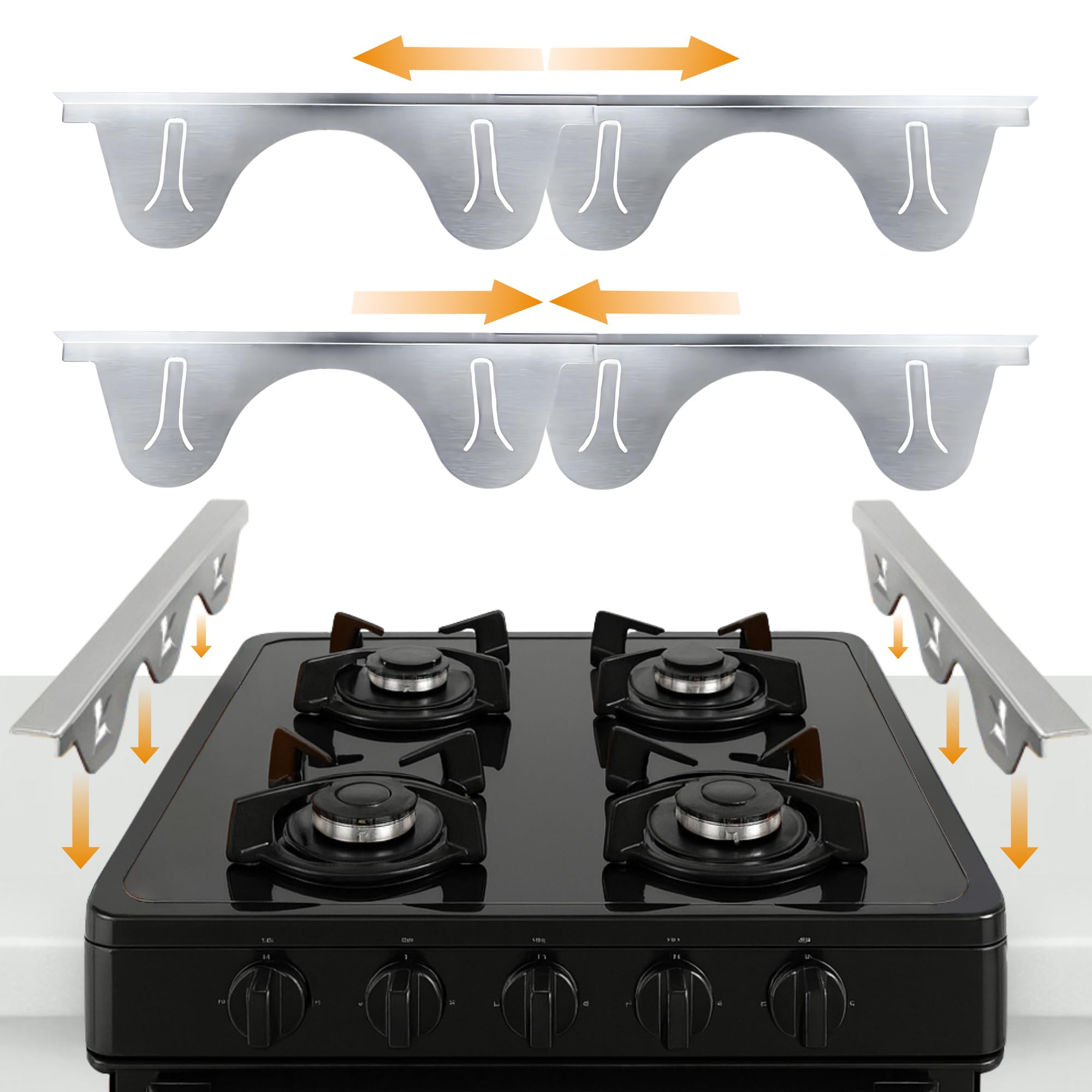 Linda’s Essentials Stainless Steel Stove Gap Covers (2 Pack) Adjustable Length 13.8" to 27.5" Stainless Steel, Steel Adjustable Gap Covers, Counter, Oven & Stove Gap Filler