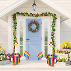 Rainbow Pride Goose Outfit Porch Goose Pride Outfits LGBTQ Goose Outfit with Love Print Rainbow Clothes Hat Bow Flag Fits 23'' Geese Statue for Pride Month Indoor Outdoor Garden Lawn Patio Yard Decor