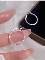 S925 Sterling Silver Minimalist Geometric Twist Circle Hoop Earrings - Durable, Hypoallergenic, and Nickel-Free Jewelry (silver, 20mm)