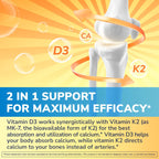 Vitalibre Vitamin D3 K2 Supplement, 10000 IU D3 / 200 mcg K2 MK7, Calcium Absorption, Bone, Heart, Immune & Mood Support, Enhanced Absorption, No Soy, Easy to Swallow, 180 Softgels