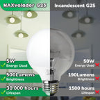 MAXvolador G25 LED Globe Light Bulbs Neutral White 4000K, Round Vanity Light Bulb 60W Equivalent, E26 Base Bathroom Mirror Light Bulbs, 500LM, Non-Dimmable, 8-Pack