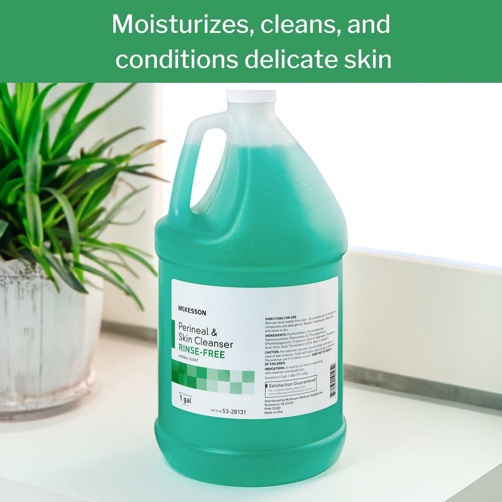 McKesson Perineal Skin Cleanser, 1 Gallon [Pack of 1] Rinse-Free Body Wash for Incontinence or Ostomy Care, Herbal Scent