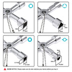 DURATECH 4 Way Sillcock Key Set, Utility Key, Multi-functional Water Key, 2-Pack, for Valve, Faucet, and Spigots