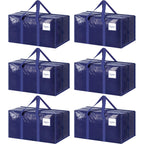 6 Pack Extra Heavy Duty Large Moving Bags with Strong Zipper, Dark Blue
