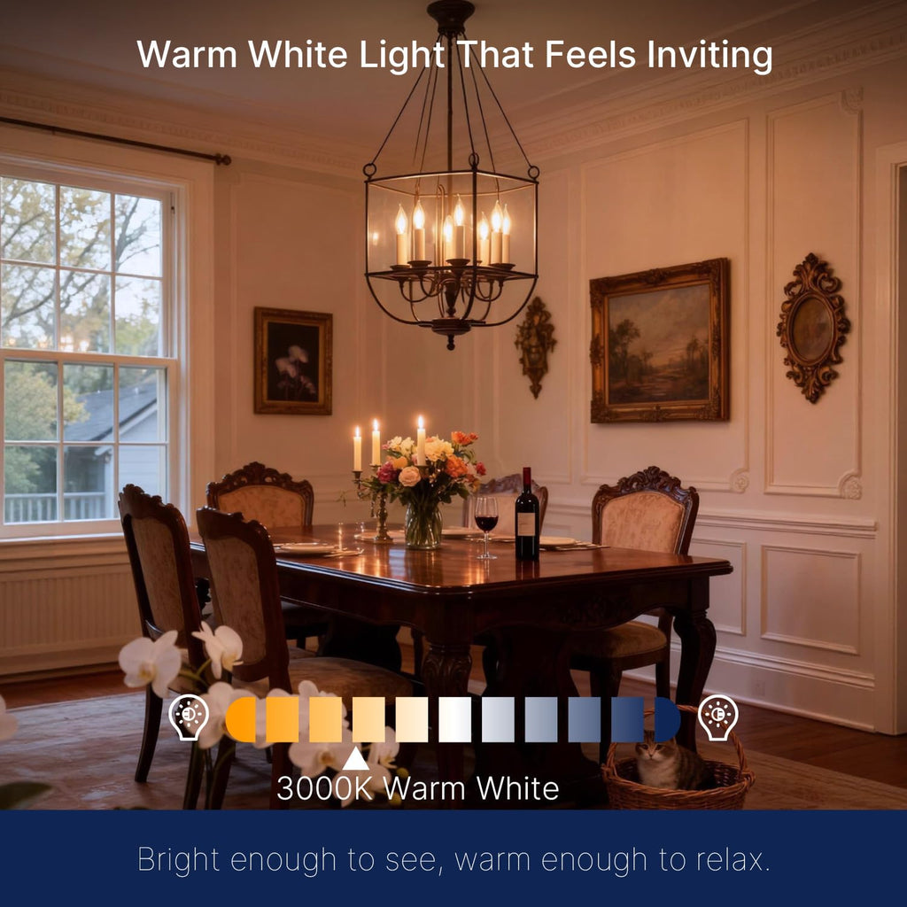FLSNT 3000K Warm White LED Chandelier Edison Bulbs, 60W Equivalent, Dimmable CA11 E26 Base LED Candelabra Bulbs, 500LM, 24 Pack UL,CA65 Listed.