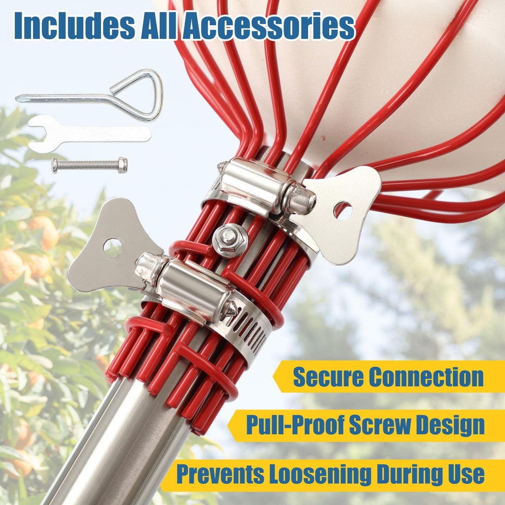 75" Fruit Picker Pole Tool for Long Reach, No Ladder Required, Portable Splicing Tool for Seniors,Kids,Year-Round Use– Effortless Harvesting for Apples, Avocados,Oranges,Grapefruit,Mangoes,Plums,Pear