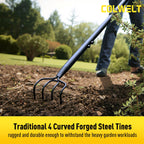 Colwelt 4 Tines Garden Cultivator Rake 59'', Hand Tiller Garden Tool with Sharp Forged Steel Head, 4 Tine Cultivators for Gardening with Long Handle, 4 Prong Rake for Digging Loosening Weeding