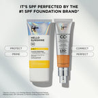 IT Cosmetics Hello Sunshine Invisible Sunscreen for Face SPF 50 - Sunscreen, Hydrating Serum & Makeup Primer - 1% Pro-Vitamin B5 & Hyaluronic Acid - HSA/FSA Eligible - No White Cast - 1.69 fl oz