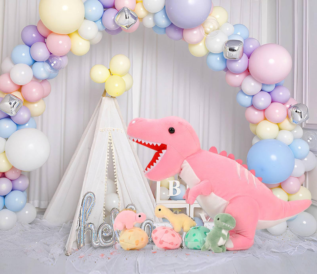 MorisMos Dinosaur Stuffed Animal with Babies, Eggs, Pink, Girl Dinosaur Toy