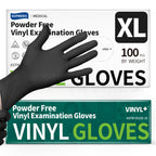 Supmedic Vinyl Disposable Exam Gloves, Black 4 Mil Powder-Free Latex-Free Medical Food-Safe Cooking Cleaning Glove, 100 Pcs (X-Large)