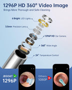 JEGOAT Ear Wax Removal, Ear Cleaner with 1296P HD Camera, FSA&HSA Jet Black