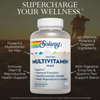 SOLARAY Spectro Multivitamin for Men - Cellular Energy, Heart Health, Immune Support - 45 Vitamins and Minerals w/Vitamin A, Vitamin C, D, Zinc, Digestive Enzymes, CoQ10, 60-Day Guarantee, 30 Serv.