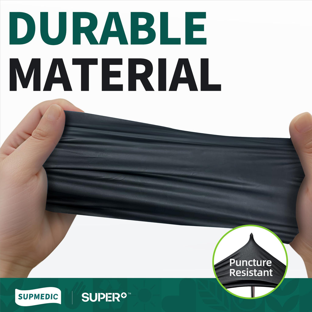 Supmedic Vinyl Disposable Exam Gloves, Black 4 Mil Powder-Free Latex-Free Medical Food-Safe Cooking Cleaning Glove, 100 Pcs (X-Large)