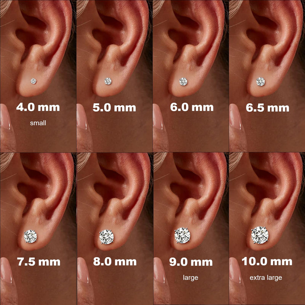 Moissanite Stud Earrings, Round Cut D Color VVS1 Clarity Lab Created Moissanite Earrings Studs 18K White Gold Plated 925 Sterling Silver Jewelry for Women Men (Silver 4 Prong, 4 CTW (2 Ct Each))