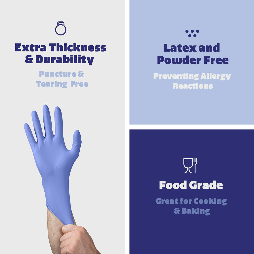 GUSTO [200 Count Blue Nitrile Gloves, Disposable Gloves – 4 Mil, Latex & Rubber Free, Non-Sterile Powder-Free - X-Large (Formerly Comfy Package)