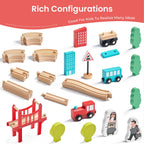 Tiny Land 39 Pcs Wooden Train Set for Toddler Ages3+ with Wooden Tracks