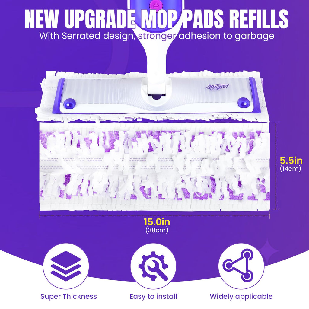 QuikMoprit 40pcs Power Mop Refills Pad, 5X Cleaning Multi-Surface Replacement for Swiffer Power Mop, Wet Pads Refill for Wood Floors & More, Compatible with Swiffer PowerMop Pads & Mopping Refills