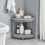Waterproof Shower Bench for Inside Shower, Gray HDPS Corner Shower Stool for Shaving Legs, Poly Lumber Shower Foot Seat, Plastic Bathroom Shower Bench Seat with Storage Shelf, Non-Slip/No-Maintenance