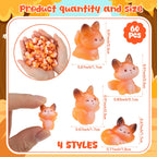 Geelin 60 Pcs Mini Resin Fox Figure Bulk Miniatures Animal Figurine