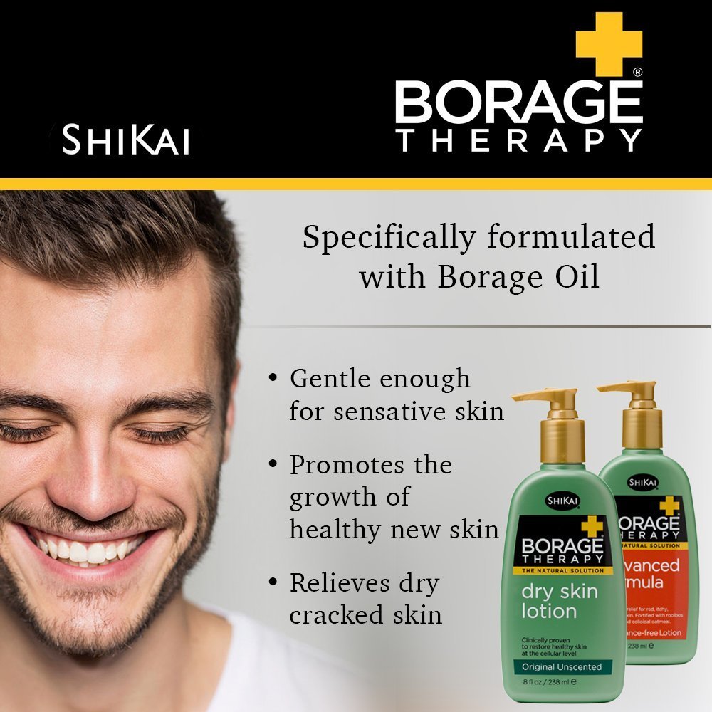 ShiKai Borage Therapy Advanced Formula Body Moisturizer (8oz, Pack of 2) | Fragrance Free | Hydrating Lotion for Dry Hands & Body | with Oatmeal, Shea
