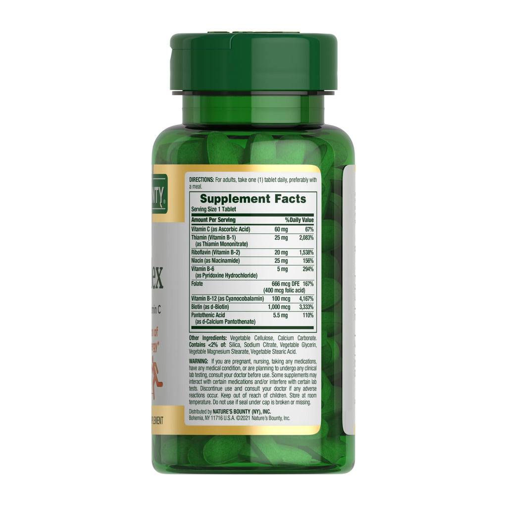 Nature's Bounty Super B Complex with Vitamin C & Folic Acid, Immune & Energy Support, 150 Tablets (Pack of 2)
