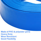 DERPIPE Lay-Flat Pool Backwash Hose - 1.5" x 50Ft Reinforced Heavy Duty PVC Discharge Hose Weather-Proof Vinyl Pool Drain Hose for Water Transfer with 2 clamps