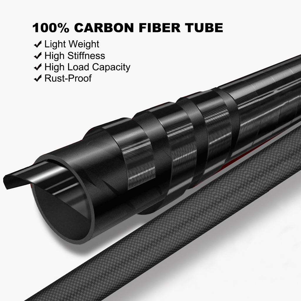 Fzkaly Carbon Fiber Pool Pole, Professional 15 FT Telescoping Swimming Pool Cleaning Pole 4.6 to 15 FT, Ultra-Lightweight 4-Section Adjustable Skimmer Pole for Nets, Brushes, Vacuums – Rustproof