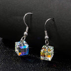 EVEVIC Austrian Crystal Cube Drop Earrings for Women, French Hook