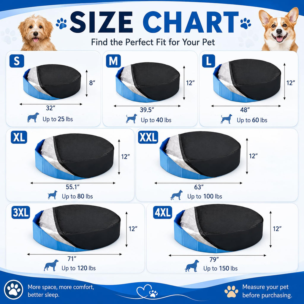 Rypet 63 inch Dog Pool Cover Foldable Round Pool Cover Pet Collapsible Swimming Pools Covers Portable Pet Pool Covers Pools Accessories for Dog Pool Bathing Tub