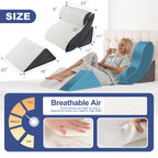 4PCS Orthopedic Bed Wedge Pillow Set for Sleeping, Post Surgery Foam Support Pillows for Back, Neck and Leg Pain Relief, Adjustable Triangle Pillow – Acid Reflux, GERD & Snoring Recovery, White Grey