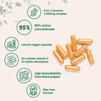 Micro Ingredients Pure Turmeric Curcumin Supplement 1,000mg – 95% Curcuminoids with Black Pepper & Ginger – High Absorption for Joint & Antioxidant Support* – Filler Free, 120 Veggie Capsules