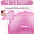 APEXUP Yoga Ball Exercise Ball, Anti Slip Stability Ball Chair, Heavy Duty Large Gym Ball for Fitness, Balance, Core Workout and Physical Therapy (S (15"~18") 45cm, Fuschia)