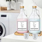 LIKAJON 2 Pcs Glass Laundry Detergent Dispenser Bottle, 64 oz