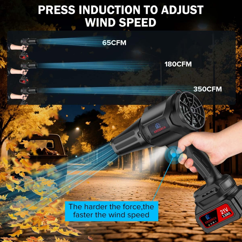 Electric Cordless Leaf Blower with 2 X 3.0Ah Batteries and Charger Included, 300000RPM Handheld Leaf Blower, Violent Leafs Blower for Lawn Care, Garage, Patio, Car