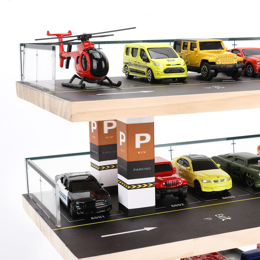 Saichotoy Display Case Compatible with Hot Wheels & Matchbox, 1/64 Scale Diecast Toy Car Storage, Parking Garage Diorama - Freestanding Storage with 4 Levels 24 Spots Maximum 40 Cars