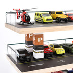 Saichotoy Display Case Compatible with Hot Wheels & Matchbox, 1/64 Scale Diecast Toy Car Storage, Parking Garage Diorama - Freestanding Storage with 4 Levels 24 Spots Maximum 40 Cars