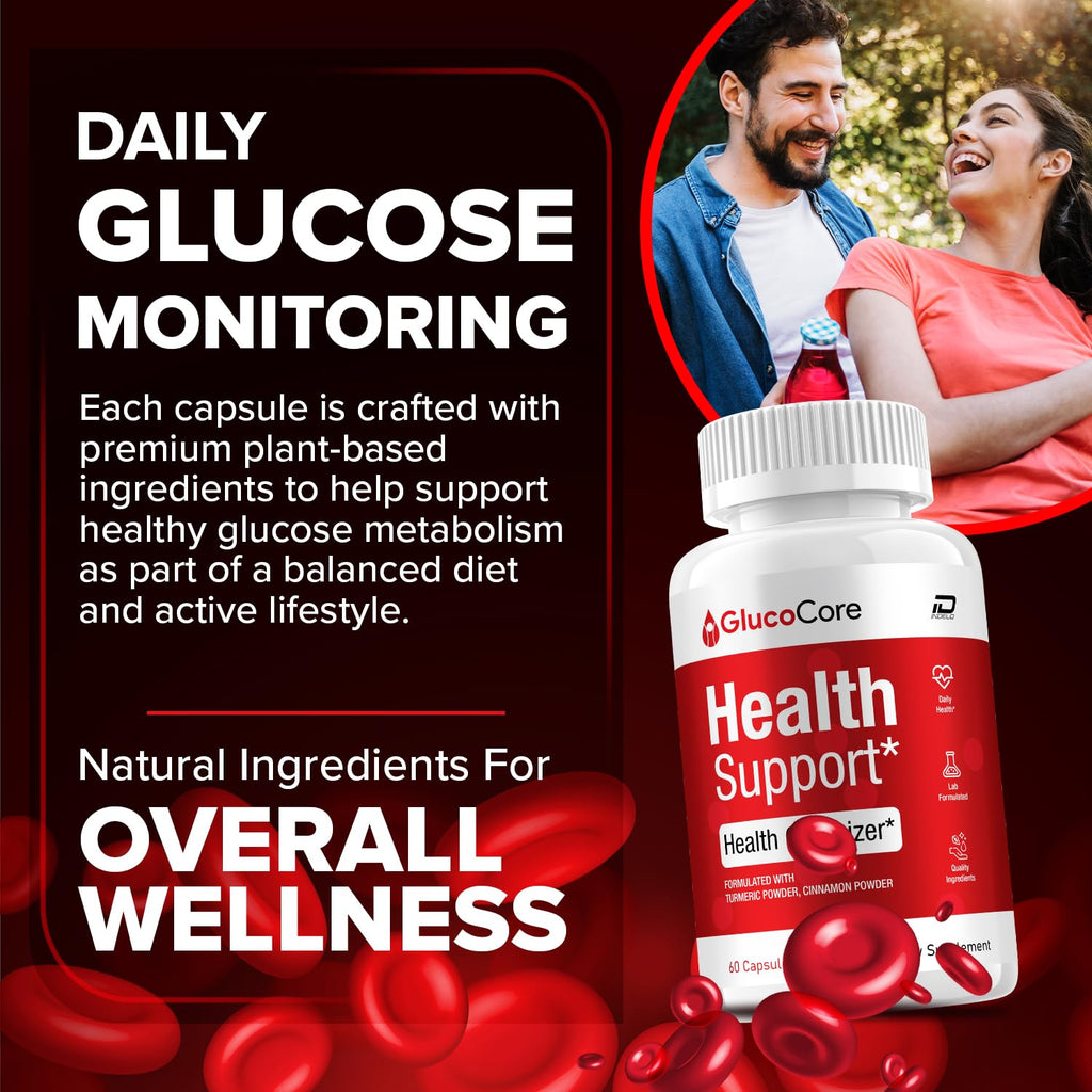Gluco Core Capsules – GlucoCore Natural Blend Daily Health Supplement (1 Pack - 60 Capsules)