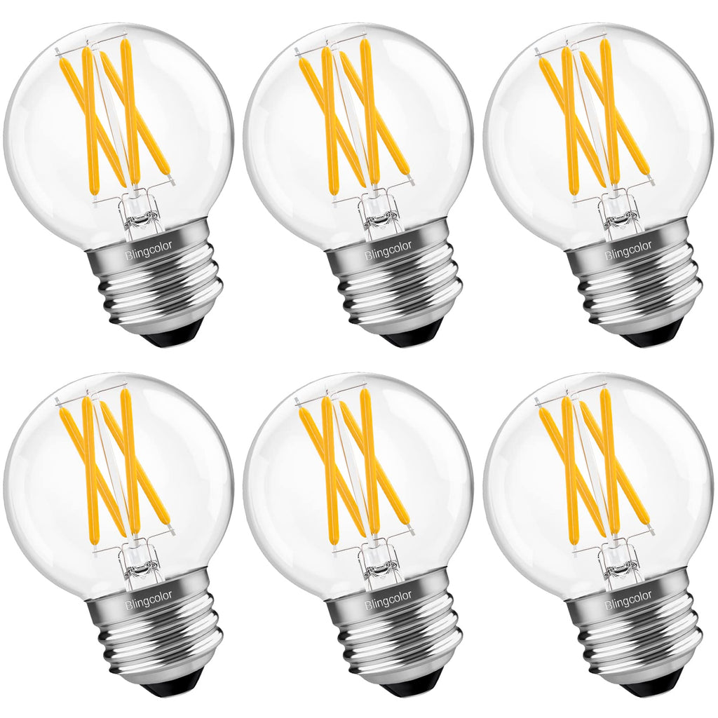 BLINGCOLOR 6 Pack Dimmable G16.5 LED Light Bulbs 60 Watt, E26 LED Bulbs 60 Watt Soft White 3000K, 6W E26 Globe LED Edison Small Light Bulb for Sputnik Chandelier, Vanity Lights, CRI80+, AC120V, 600lm