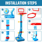 SUPER JOY Toddler Basketball Hoop - Height Adjustable Kids Basketball Hoops for Indoor & Outdoor Play - Portable Mini Basketball Goal for Poolside- Game Sport Toys for Boys & Girls Age 1 2 3 4 5
